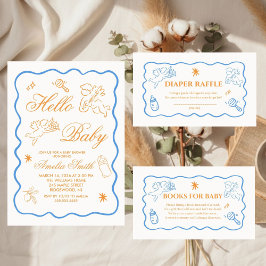 Gender Neutral doodle cupid Baby Shower Invitation Inbjudningar