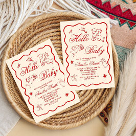 Gender Neutral doodle cupid Baby Shower Invitation Inbjudningar