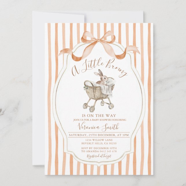 Gender Neutral Easter Spring Bunny Baby Shower Inbjudningar (Framsida)