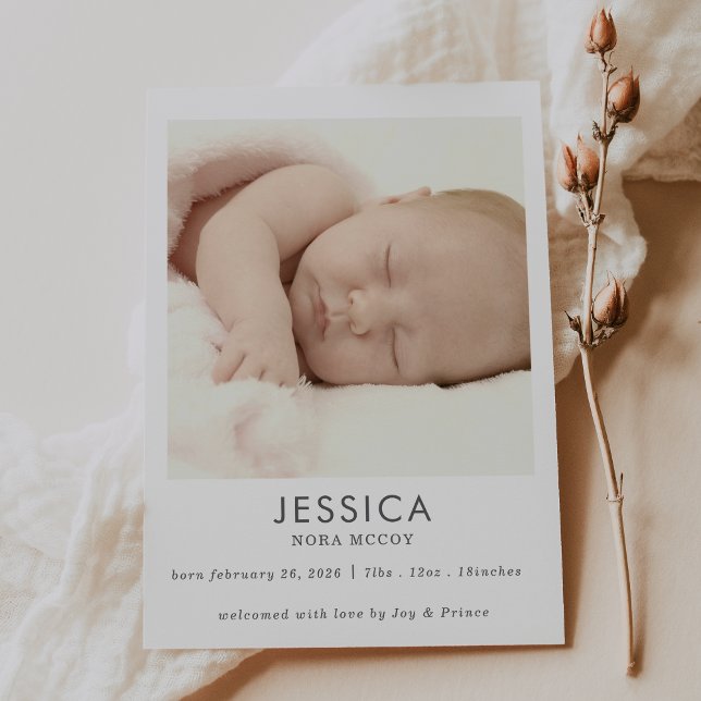 Gender Neutral Photo Baby Announcement Card (Skapare uppladdad)