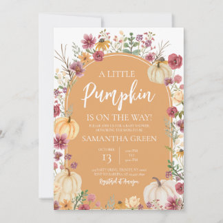 Gender Neutral Wildflower Pumpkin Baby Shower Inbjudningar
