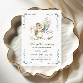 Gender Neutral Woodland Squirrel Baby Shower Inbjudningar