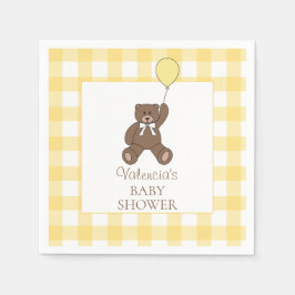 Gender Neutral Yellow Teddy Bear Baby Shower Pappersservett