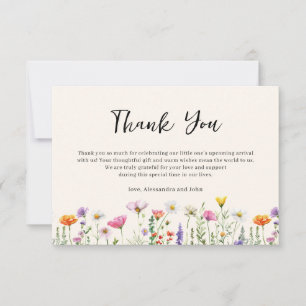 Gender-Neutralt Blommigt Wildblomma Baby Shower Anteckningskort