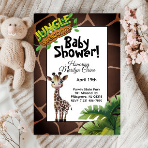 Gender-Neutralt Giraffe Jungle-Thabel Baby Shower Inbjudningar
