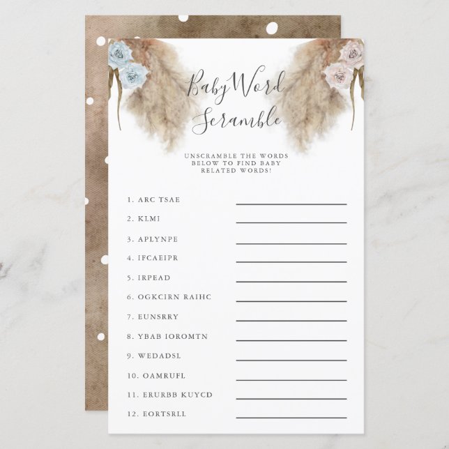 Gender: Pampas Grass Baby Ord-stamspel (Fram/baksida)