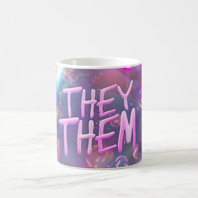 Gender Pronouns de/Them Digital Art Kaffemugg (Center)