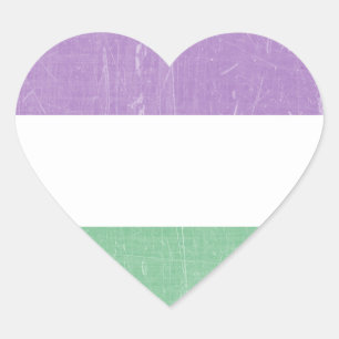 Gender Queer Flagga Färg Hjärtformat Klistermärke