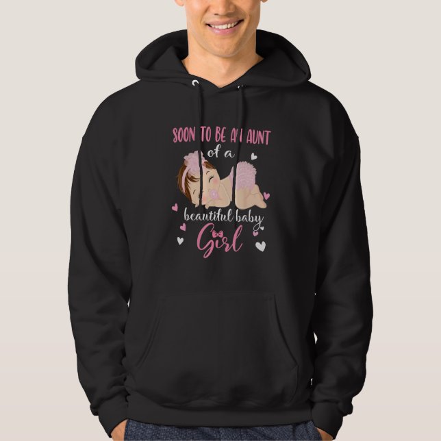 Gender Reveal Auntie Says Girl Baby Shower Family  Hoodie (Framsida)