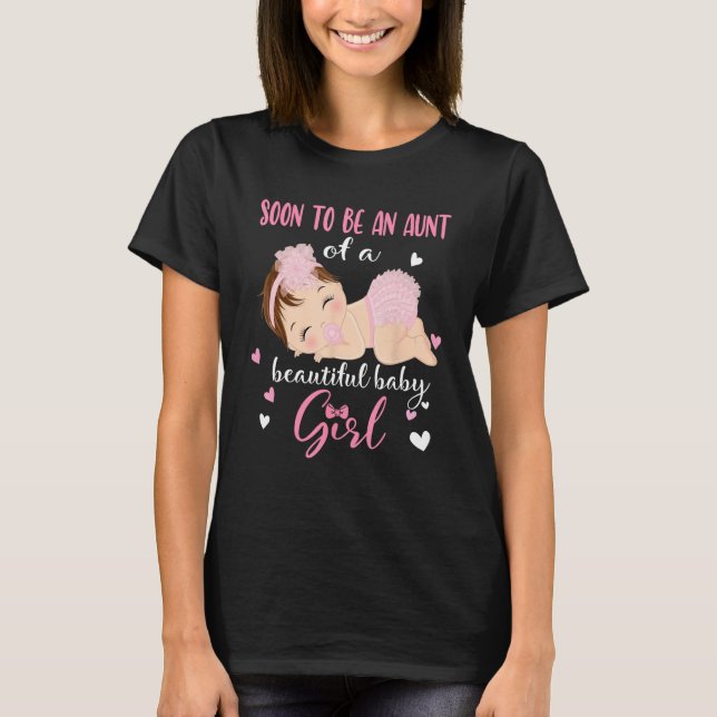 Gender Reveal Auntie Says Girl Baby Shower Family  T Shirt (Framsida)