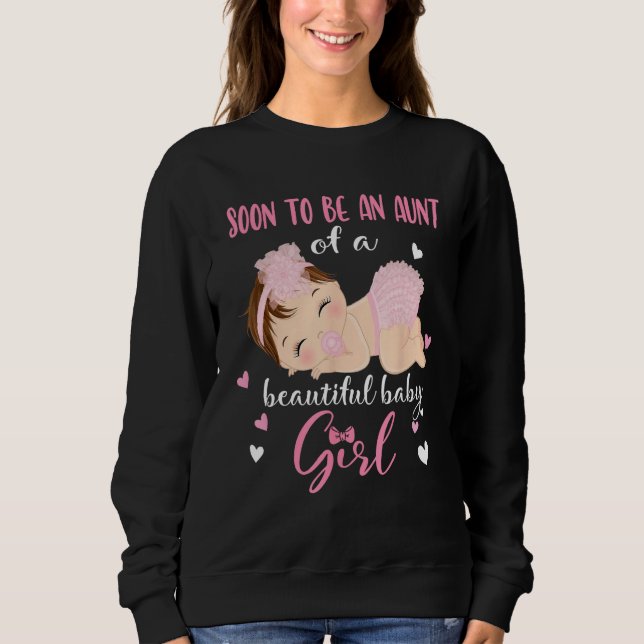 Gender Reveal Auntie Says Girl Baby Shower Family  T Shirt (Framsida)