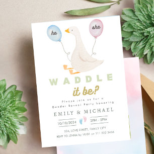 Gender Reveal Baby Gravid Waddle det är Inbjudningar
