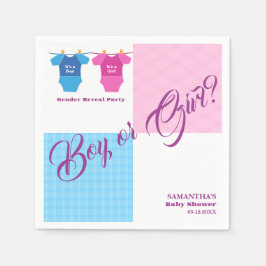 Gender Reveal Baby Shower Boy eller Girl? Flickpoj Pappersservett