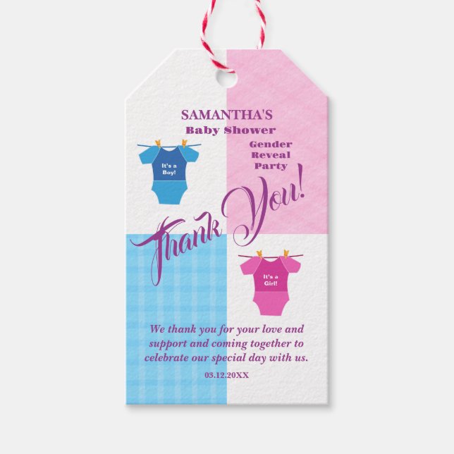 Gender Reveal Baby Shower Boy eller Girl? Flickpoj Presentetikett (Framsidan)