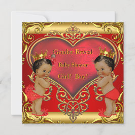 Gender Reveal Baby Shower Boy Girl Red Ethnic Inbjudningar
