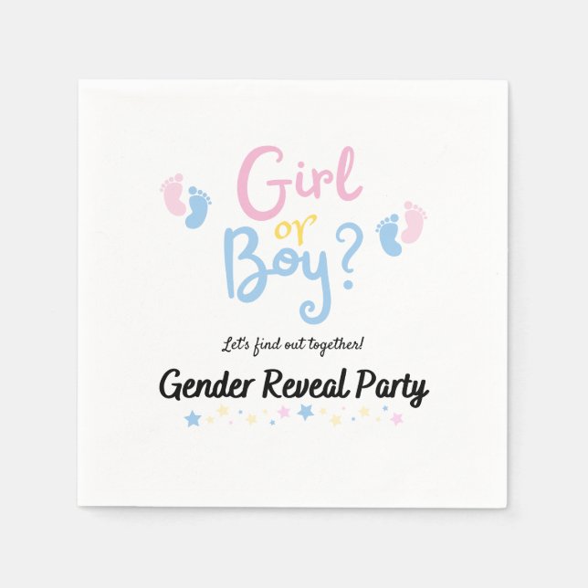 Gender reveal, baby shower, boy or girl? pappersservett (Framsidan)