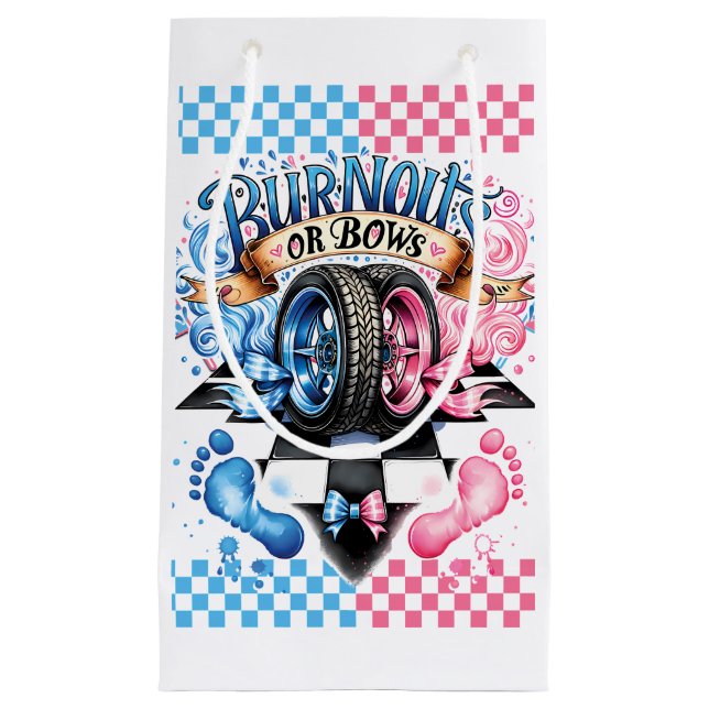 Gender Reveal Baby Shower Burnouts Bows Gift Bag (Framsidan)