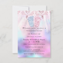 Gender Reveal Baby Shower Feet Girl Boy Rosa Blue Inbjudningar