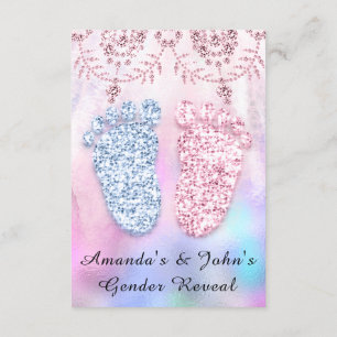 Gender Reveal Baby Shower Feet Girl Boy Rosa Blue Inbjudningar
