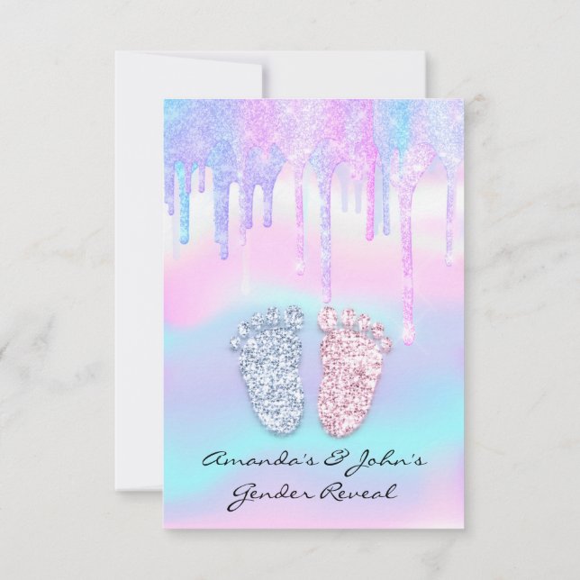 Gender Reveal Baby Shower Girl Feet Unicorn Inbjudningar (Baksida)