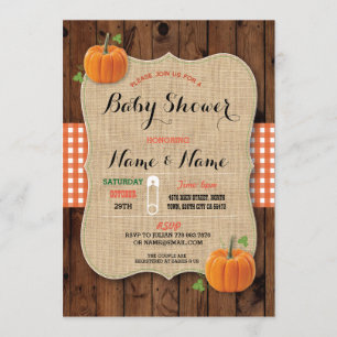 Gender Reveal Baby Shower Red Check Pumpkin Inbjud Inbjudningar