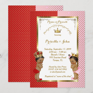 Gender Reveal Baby Shower, red, rosa, guld Inbjudningar