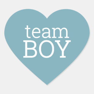 Gender Reveal Baby Shower - Team Blue Boy Hjärtformat Klistermärke
