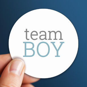 Gender Reveal Baby Shower - Team Blue Boy Runt Klistermärke