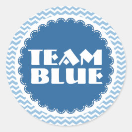 Gender Reveal Baby Shower Team Blue Chevrons Runt Klistermärke