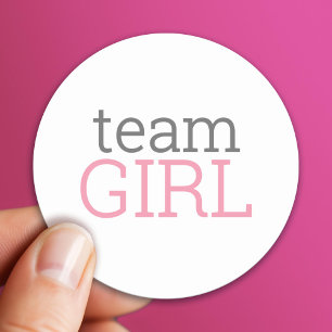 Gender Reveal Baby Shower - Team Rosa Girl Runt Klistermärke