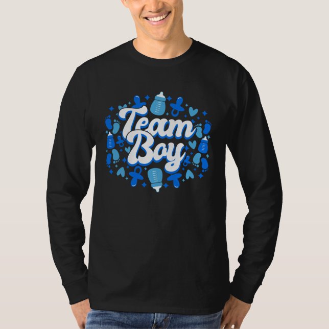 Gender Reveal Babyboy Baby Shower Team Boy T Shirt (Framsida)