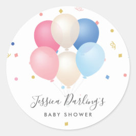 Gender Reveal | Balkanbaserade ballonger konetti Runt Klistermärke