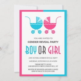 Gender Reveal Barnvagn Twillingar Baby  Inbjudningar