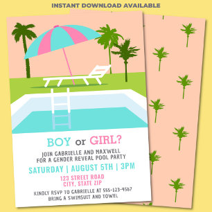 Gender Reveal Bassäng Tropical Swimming Bassäng Inbjudningar