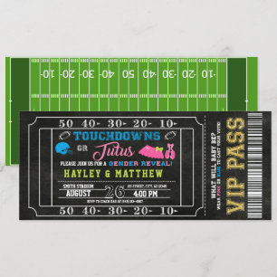 Gender Reveal Biljett Touchdown eller Tutus Inbjudningar