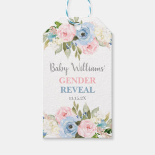 Gender Reveal blommigt Baby dusch Gift Märkres Presentetikett