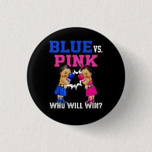 Gender Reveal Blue kontra Rosa Ethnic Boxing Spädb Knapp