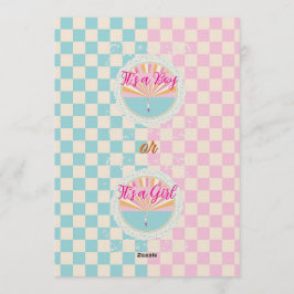 Gender Reveal Blue-Pink Plaid Checkered Inbjudningar