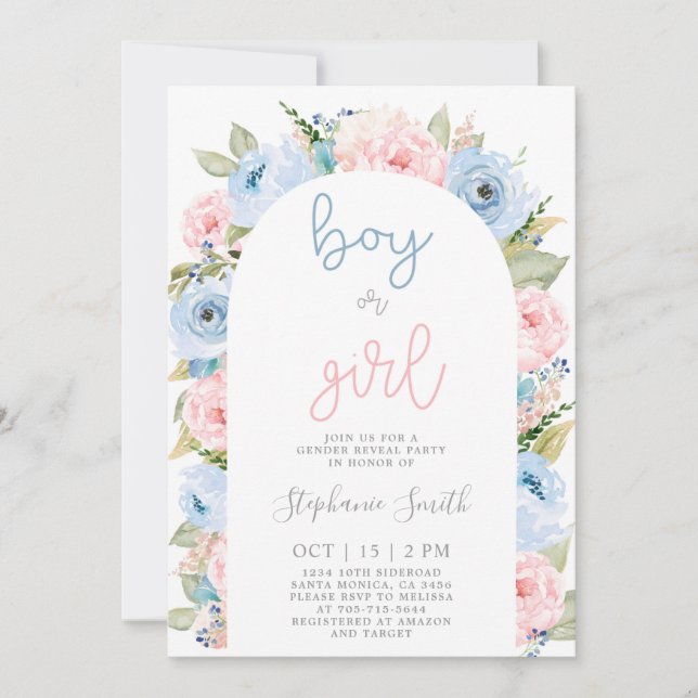 Gender Reveal Boho Arch-inbjudan Inbjudningar (Framsida)