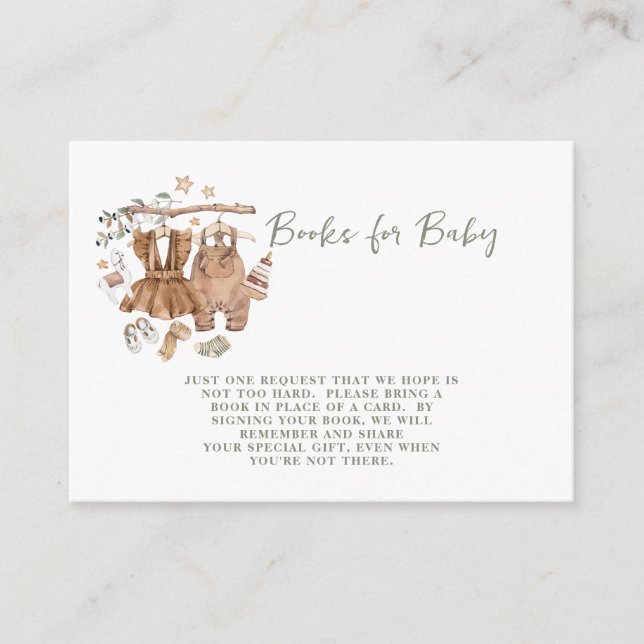 Gender Reveal Boho Clothesline Bokar för Baby Tilläggskort (Framsida)