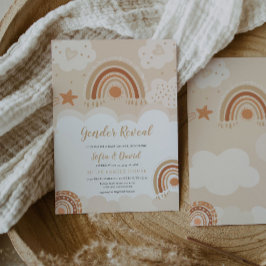 Gender Reveal Boho Rainbow-inbjudan Inbjudningar