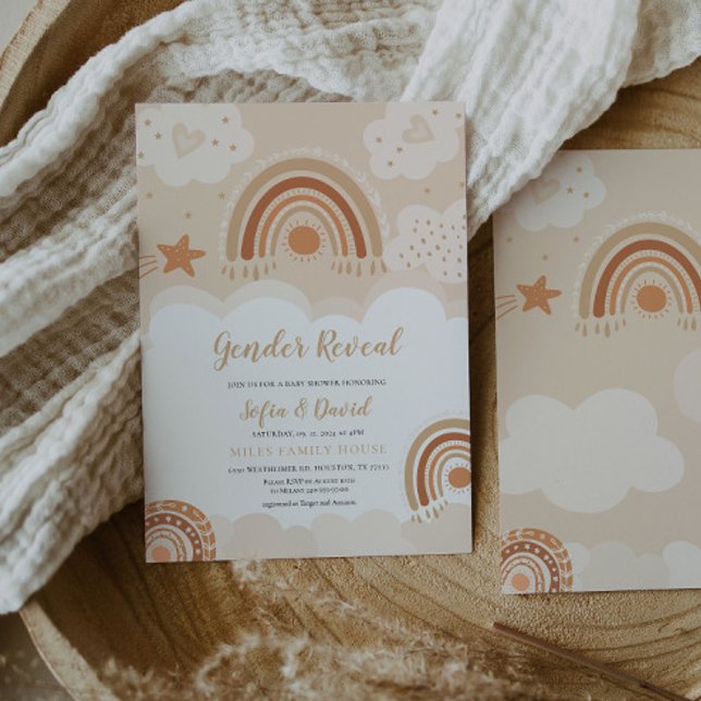 Gender Reveal Boho Rainbow-inbjudan Inbjudningar (Skapare uppladdad)