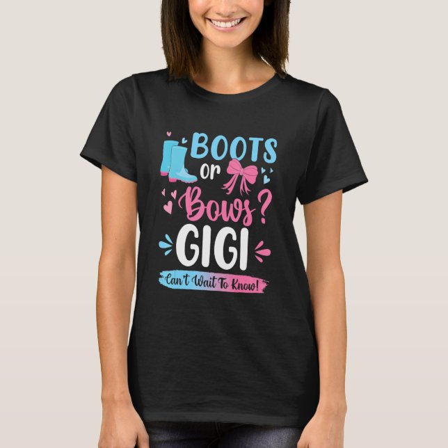 Gender Reveal Boots eller Bows Gigi Matching Baby  T Shirt (Framsida)