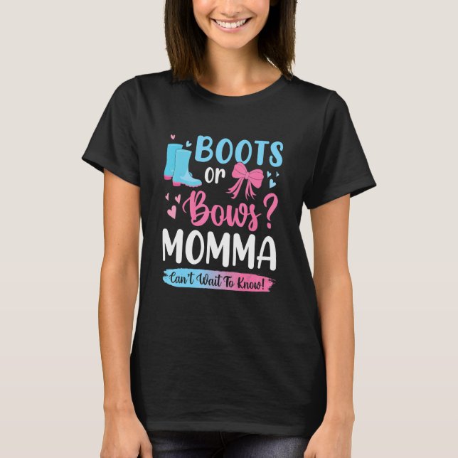 Gender reveal Boots eller Bows Momma Matching Baby T Shirt (Framsida)