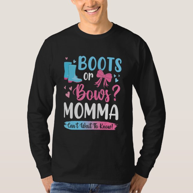 Gender reveal Boots eller Bows Momma Matching Baby T Shirt (Framsida)