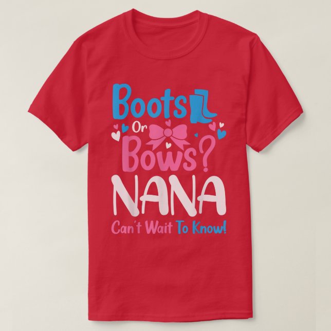 Gender Reveal Boots eller Bows Nana Baby annons T Shirt (Design framsida)