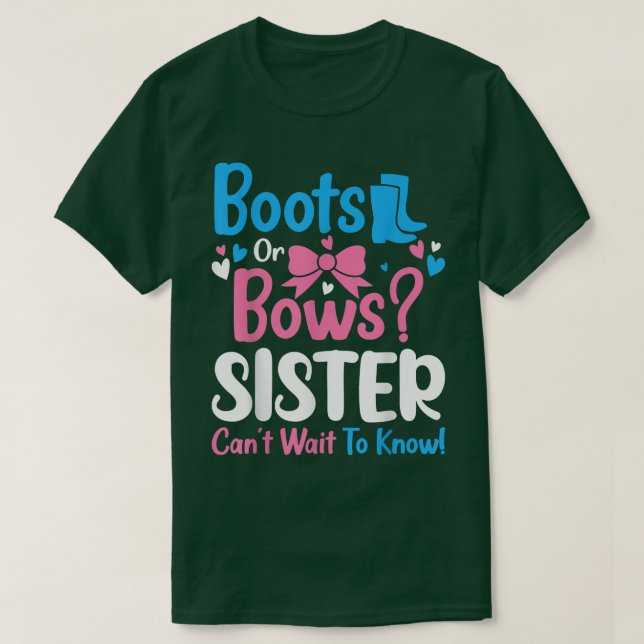 Gender Reveal Boots eller Bows Sister Baby Announc T Shirt (Design framsida)