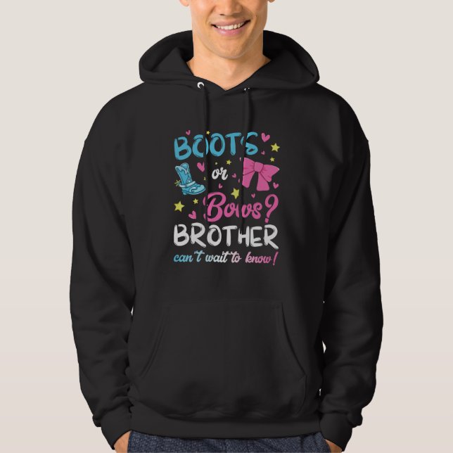 Gender Reveal Boots or Bows Brother Matching Baby  Hoodie (Framsida)