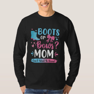 Gender reveal boots or bows Mom matching baby T Shirt