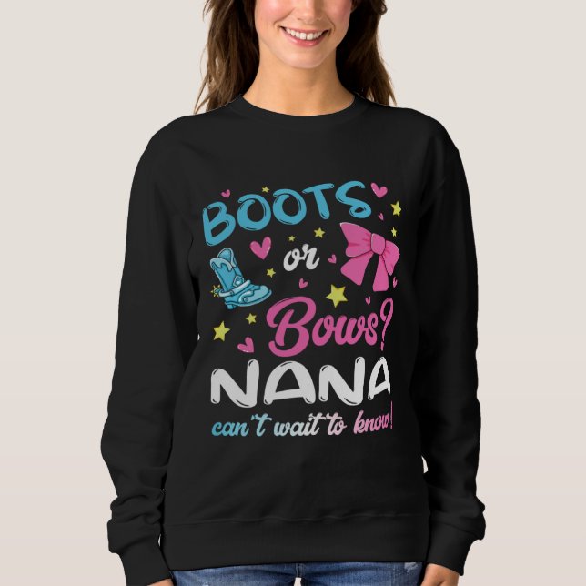 Gender Reveal Boots or Bows Nana Matching Baby Par T Shirt (Framsida)